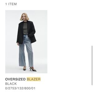 Zara Oversized Black Blazer XS